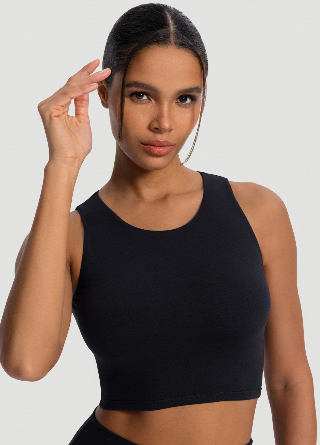 Cropped Tank Top - Black