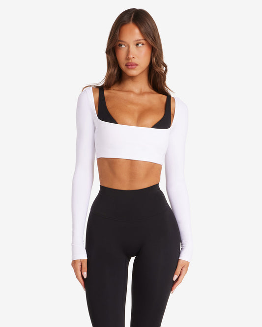 Long Sleeve Crop | White
