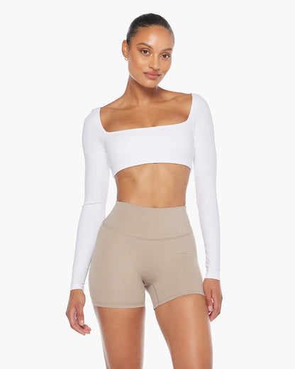 Long Sleeve Crop | White