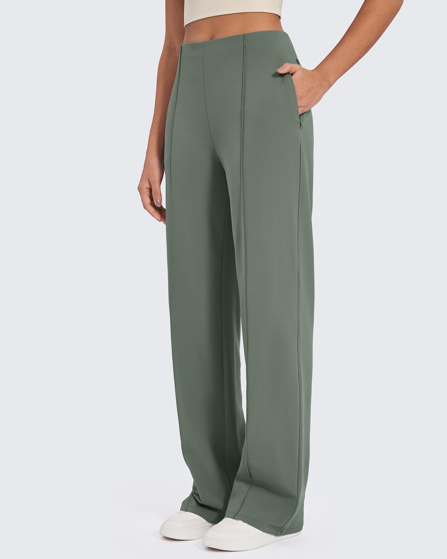 Business Front Pleats Wide Leg Pants