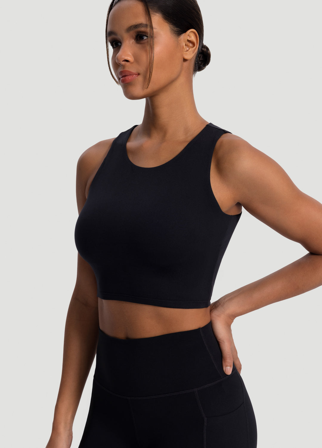 Cropped Tank Top - Black