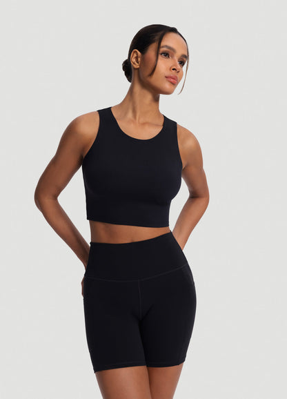 Cropped Tank Top - Black