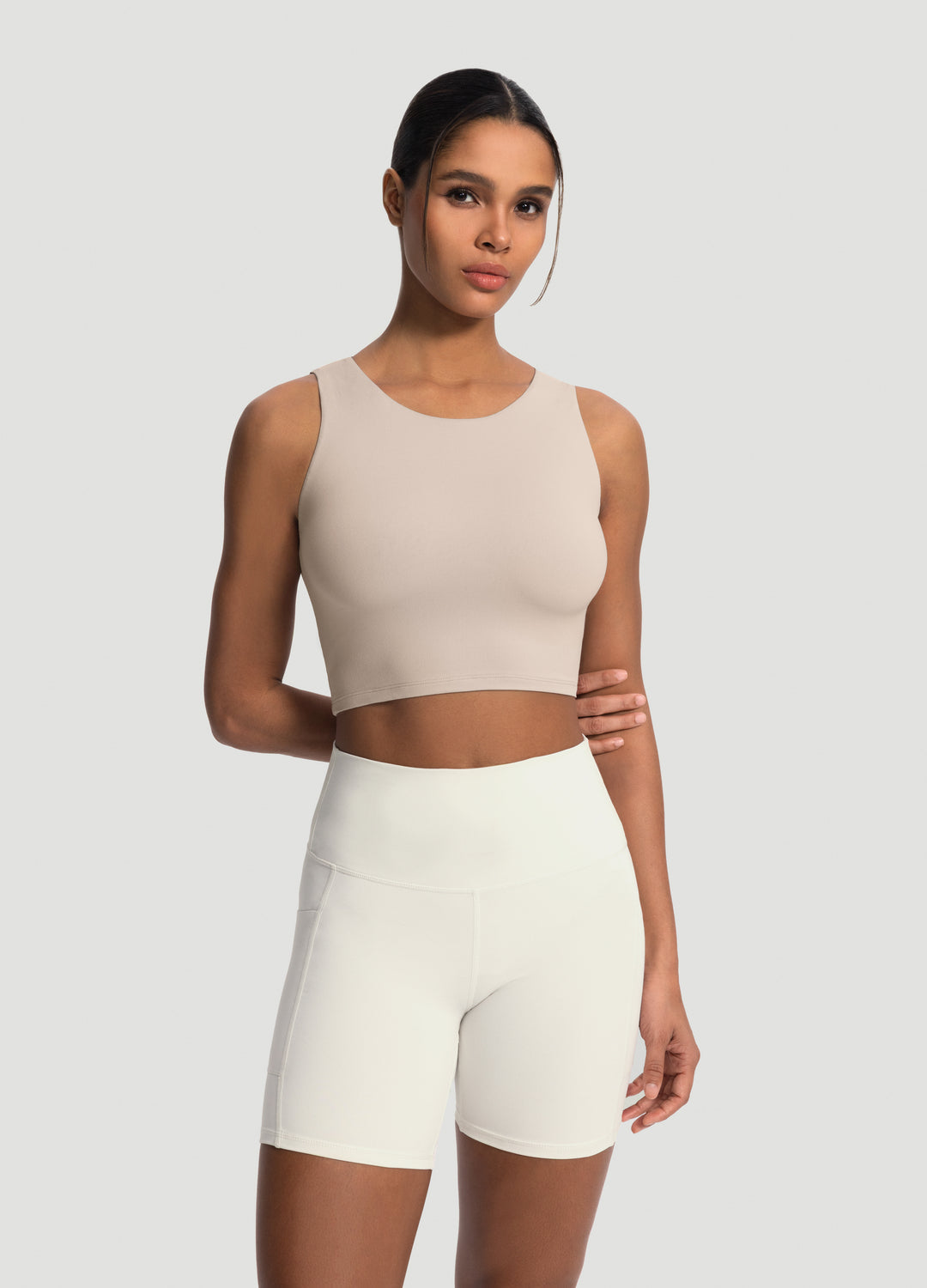 Cropped Tank Top - Beige