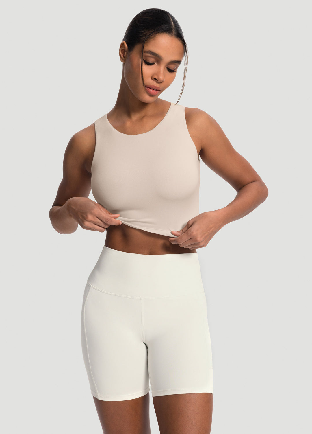 Cropped Tank Top - Beige