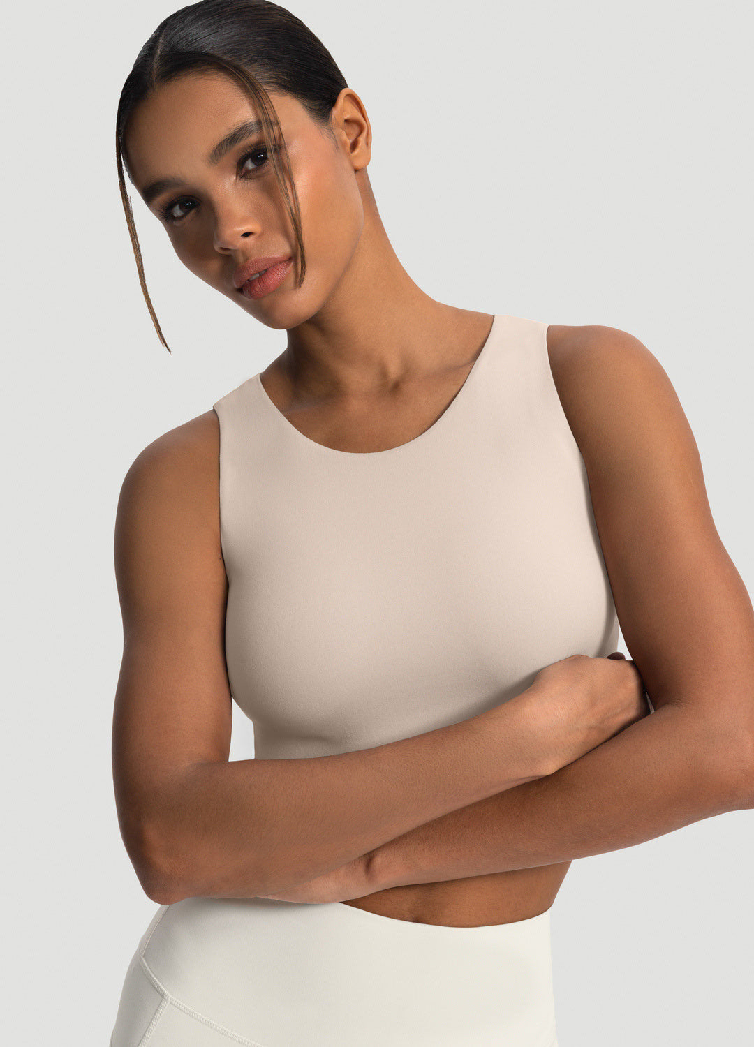 Cropped Tank Top - Beige