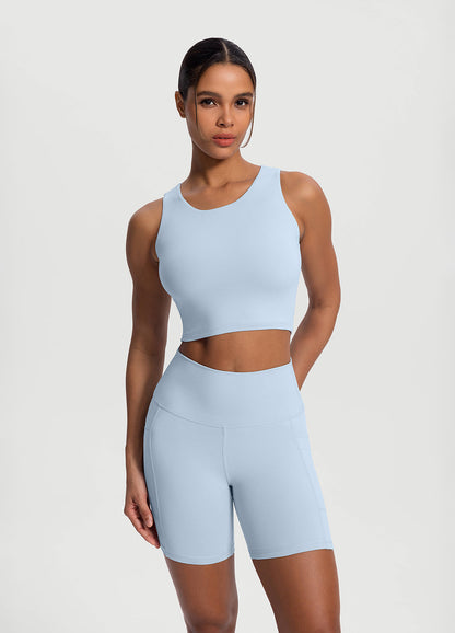 Cropped Tank Top - Sky Blue