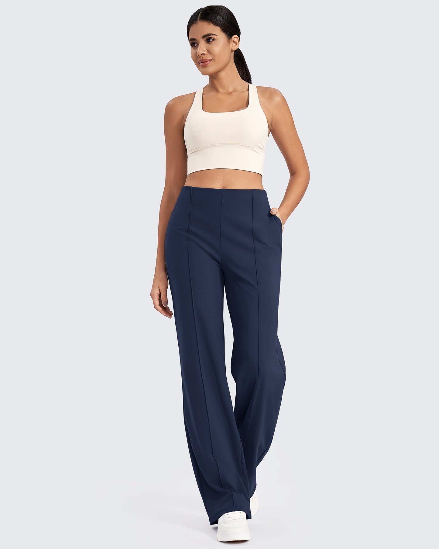 Business Front Pleats Wide Leg Pants