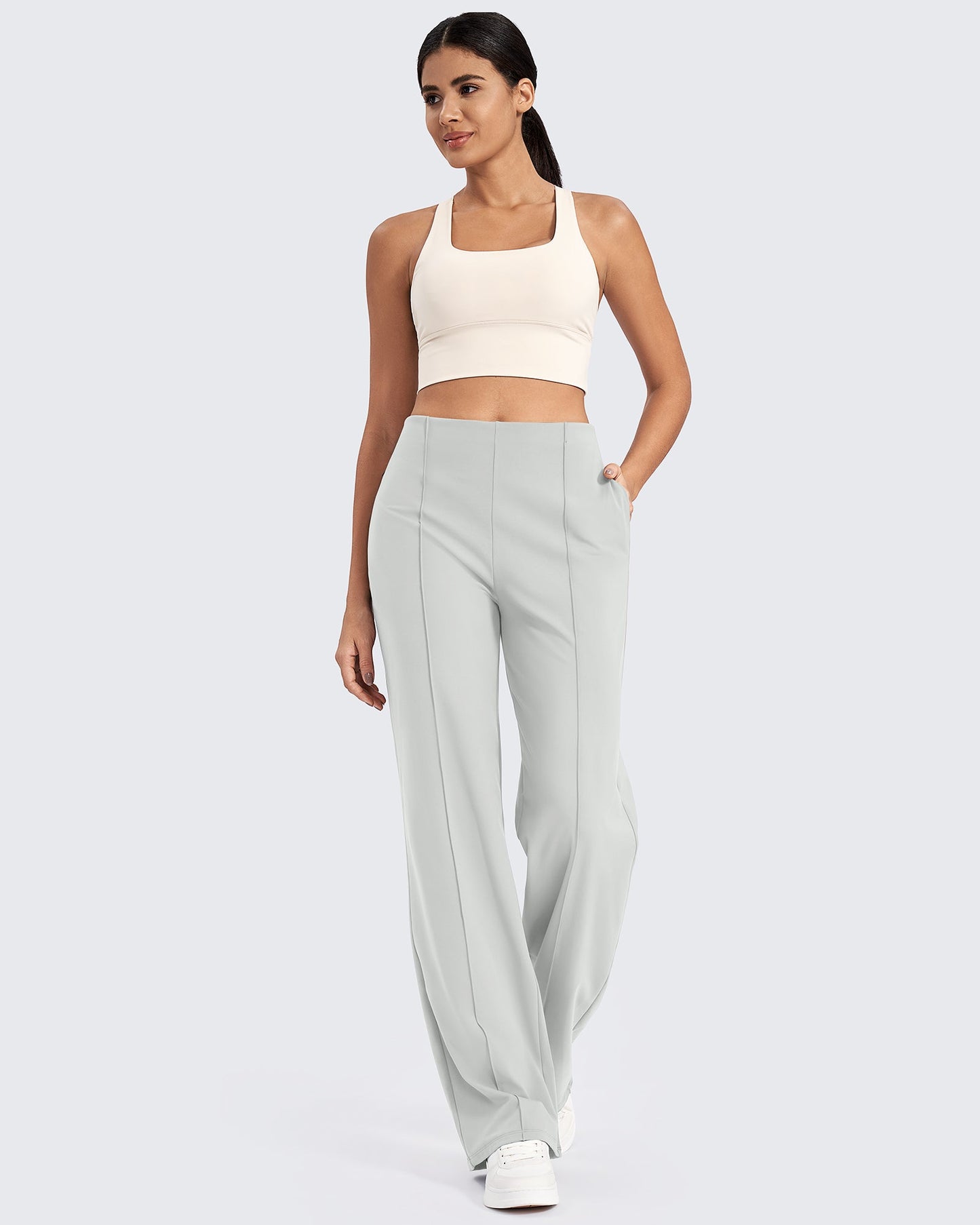 Business Front Pleats Wide Leg Pants