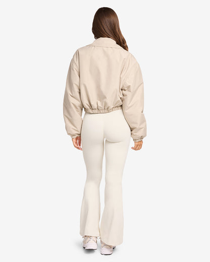 Cropped Oversized Bomber Jacket | Light Mocha