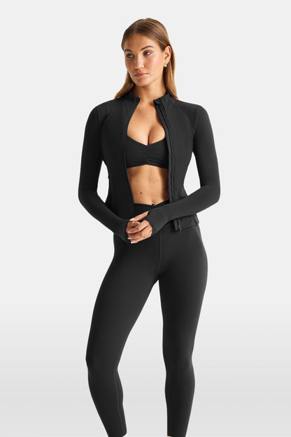 Zip Through Sports Jacket - Shadow Black