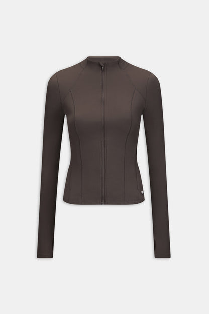 Zip Through Sports Jacket - Mocha Brown