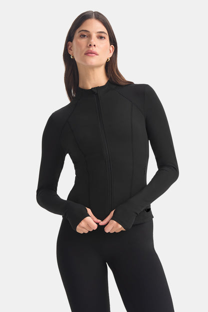 Zip Through Sports Jacket - Shadow Black