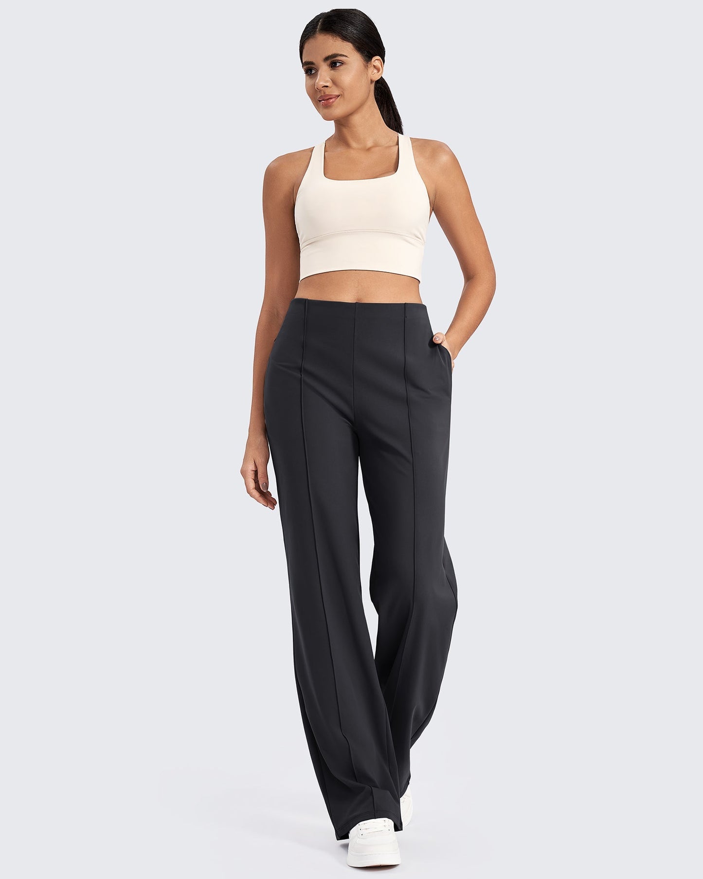 Business Front Pleats Wide Leg Pants
