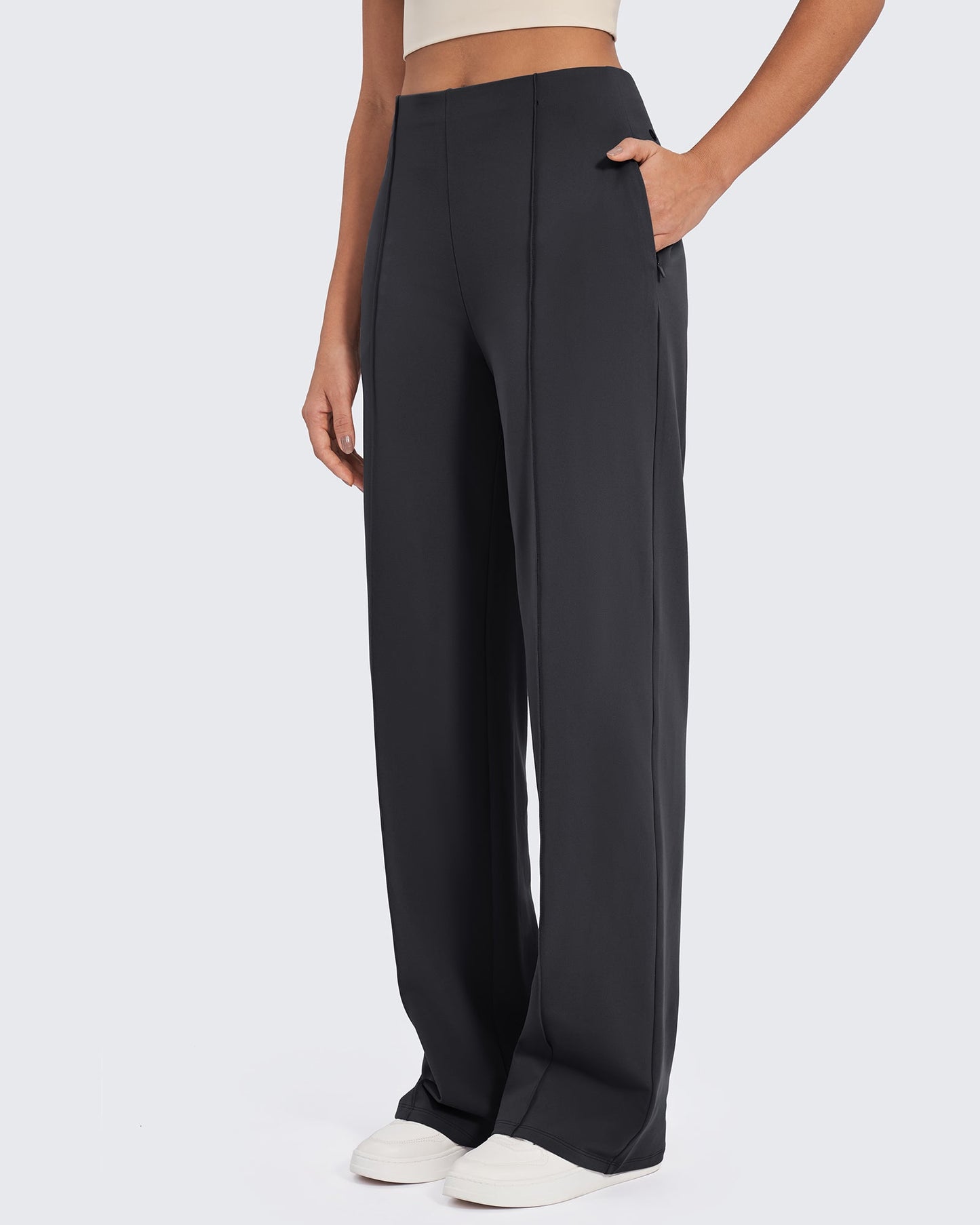 Business Front Pleats Wide Leg Pants