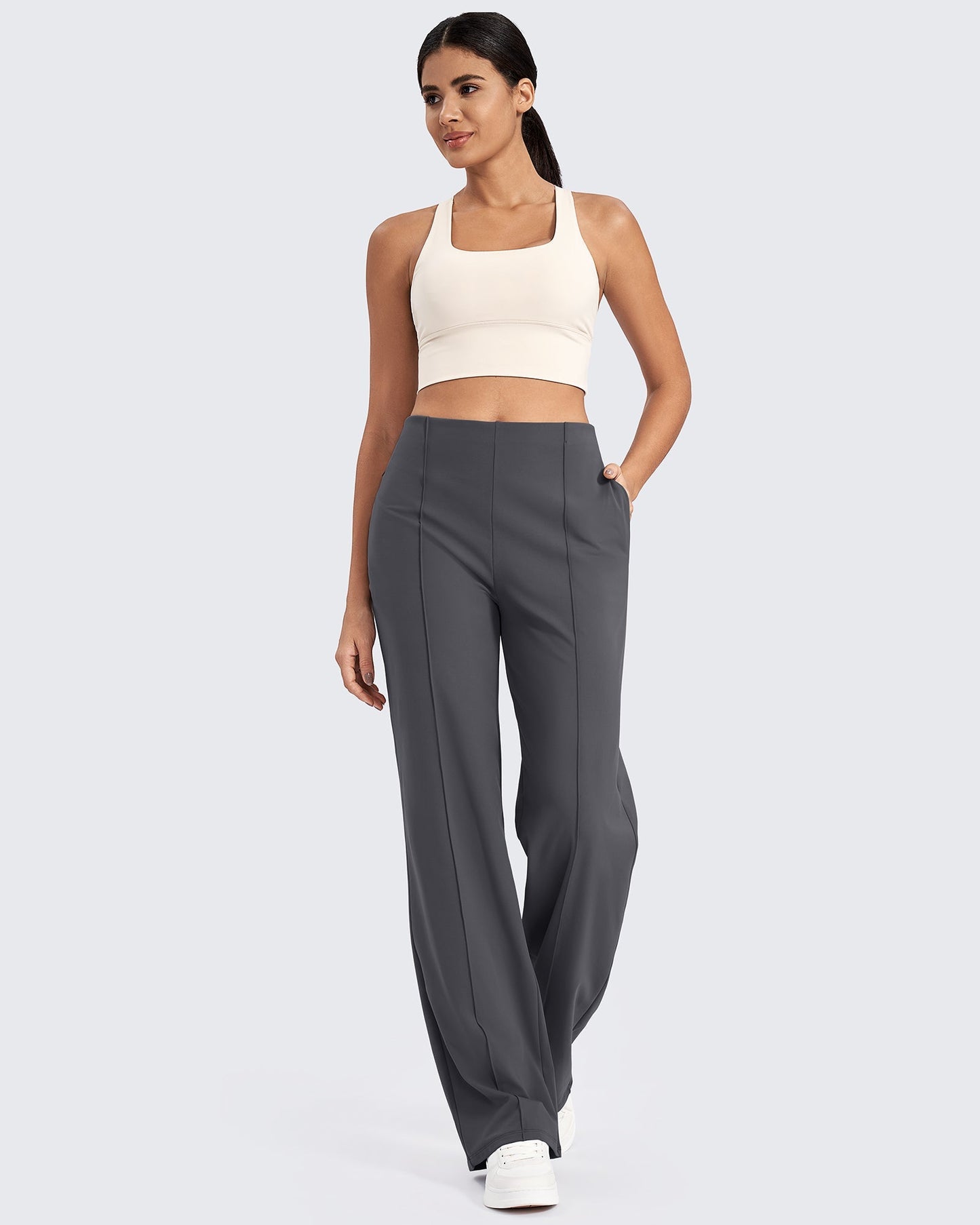 Business Front Pleats Wide Leg Pants