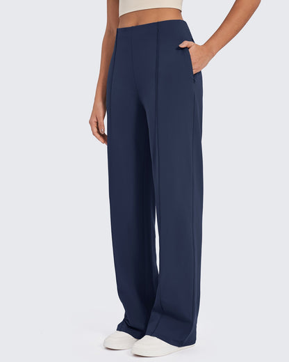 Business Front Pleats Wide Leg Pants