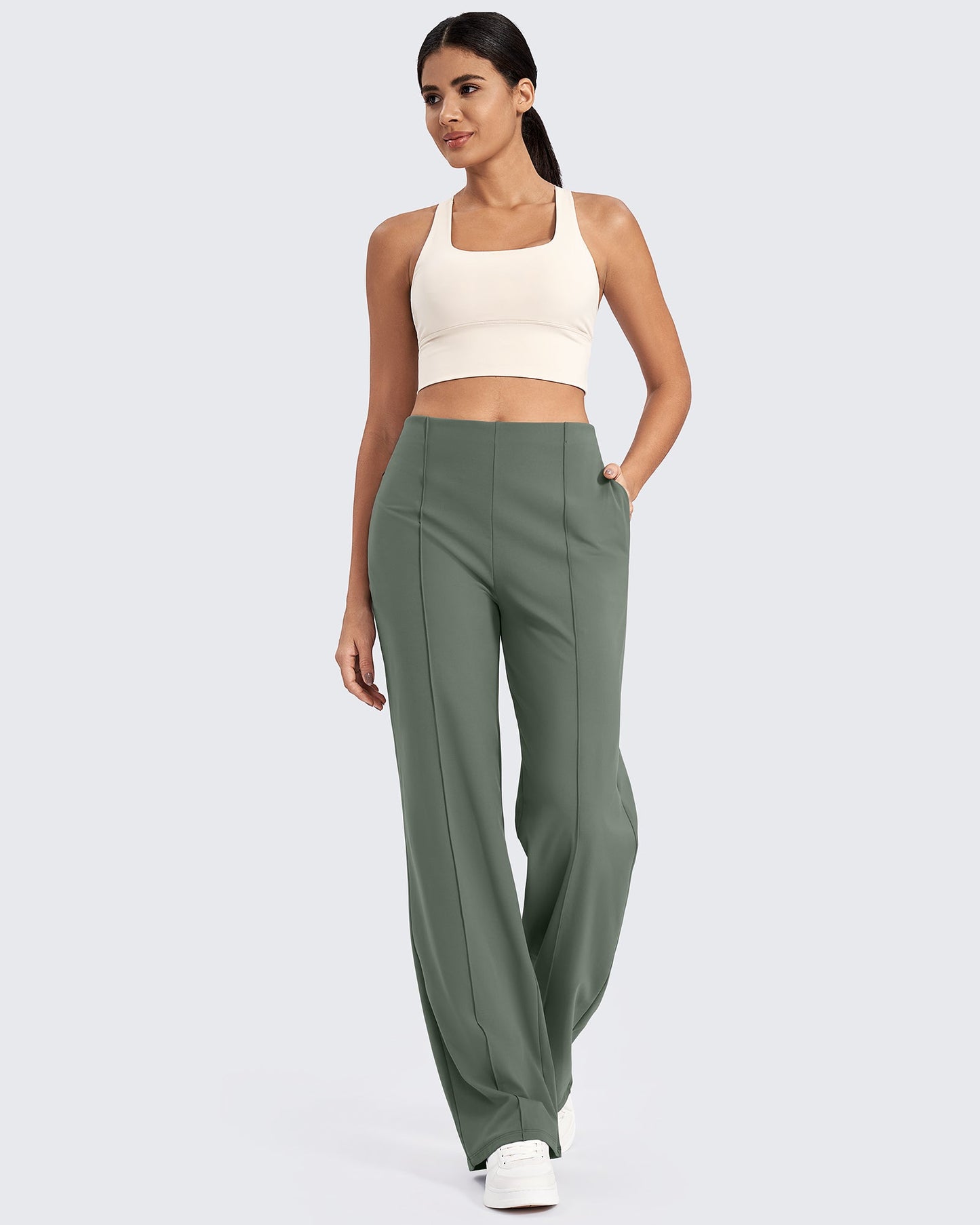 Business Front Pleats Wide Leg Pants