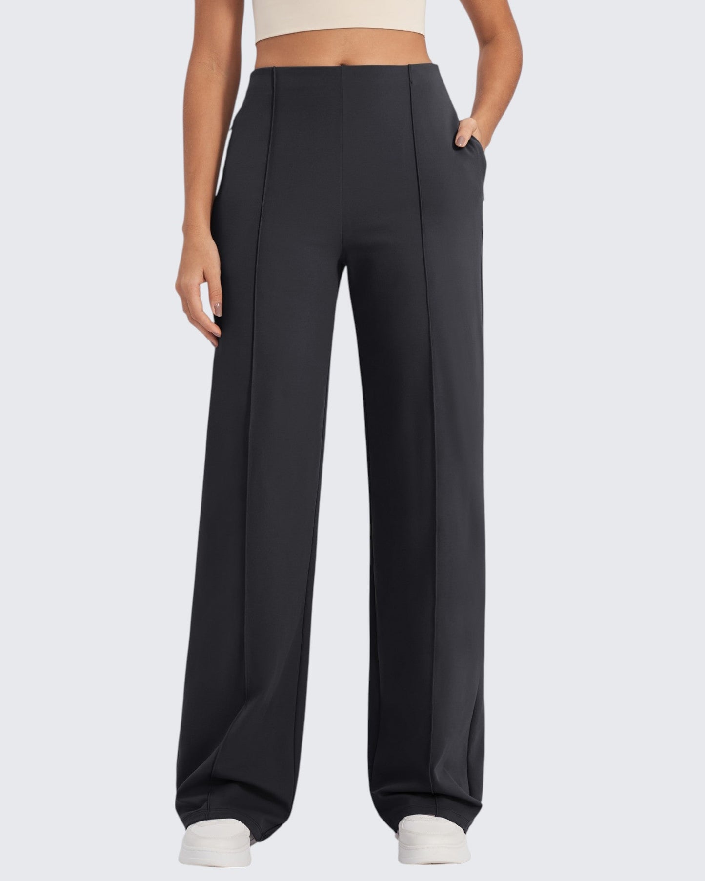 Business Front Pleats Wide Leg Pants