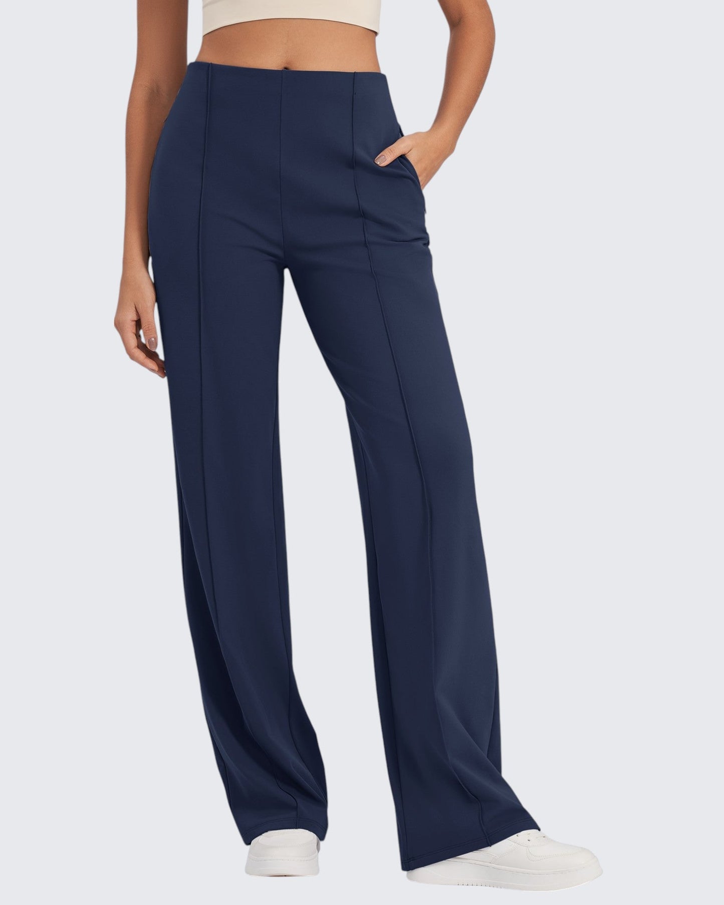 Business Front Pleats Wide Leg Pants