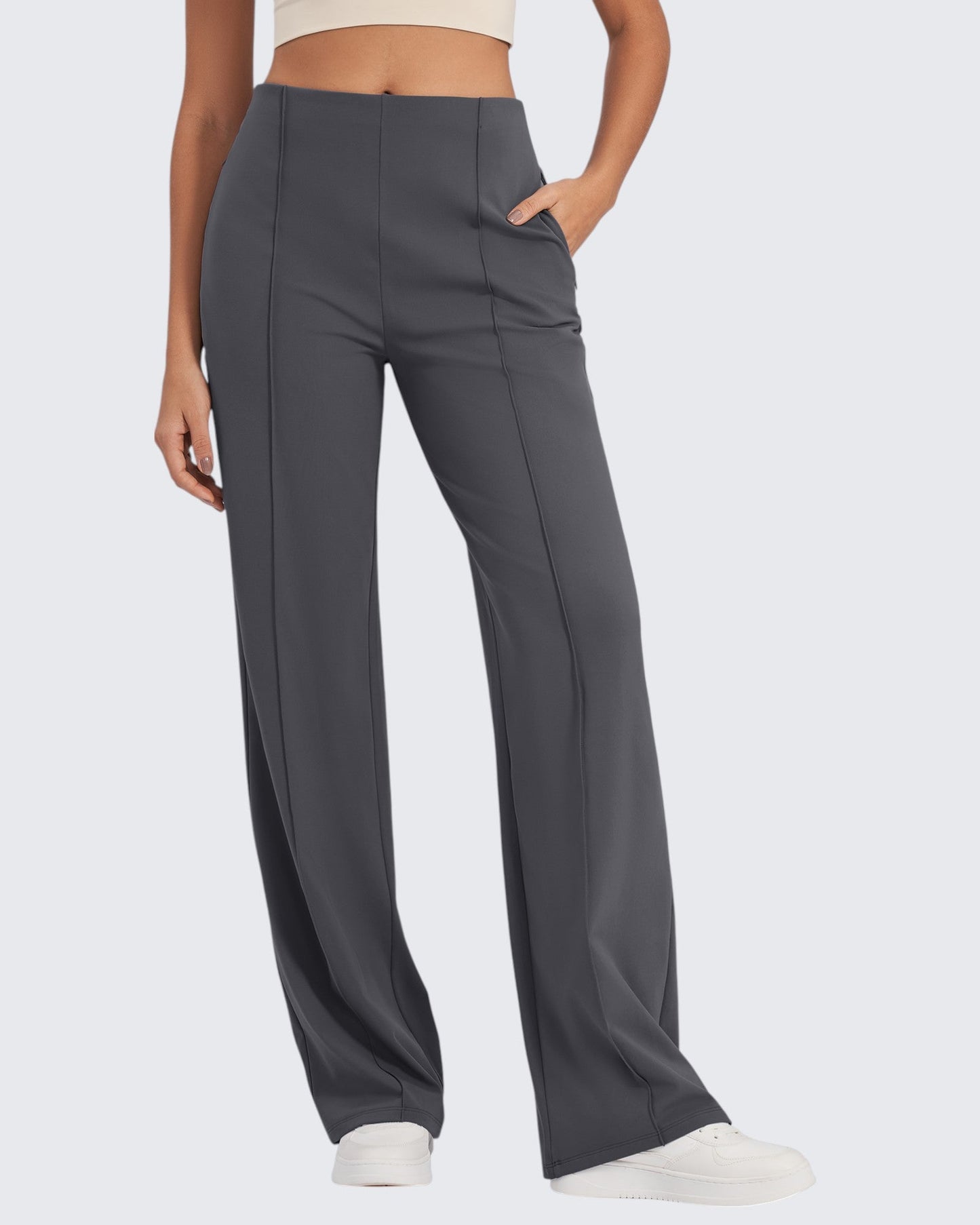 Business Front Pleats Wide Leg Pants