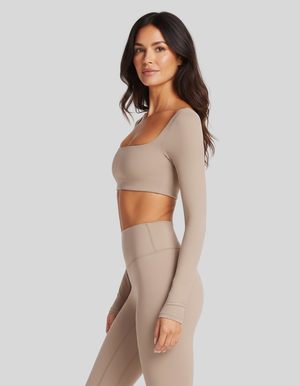 Long Sleeve Crop | Almond