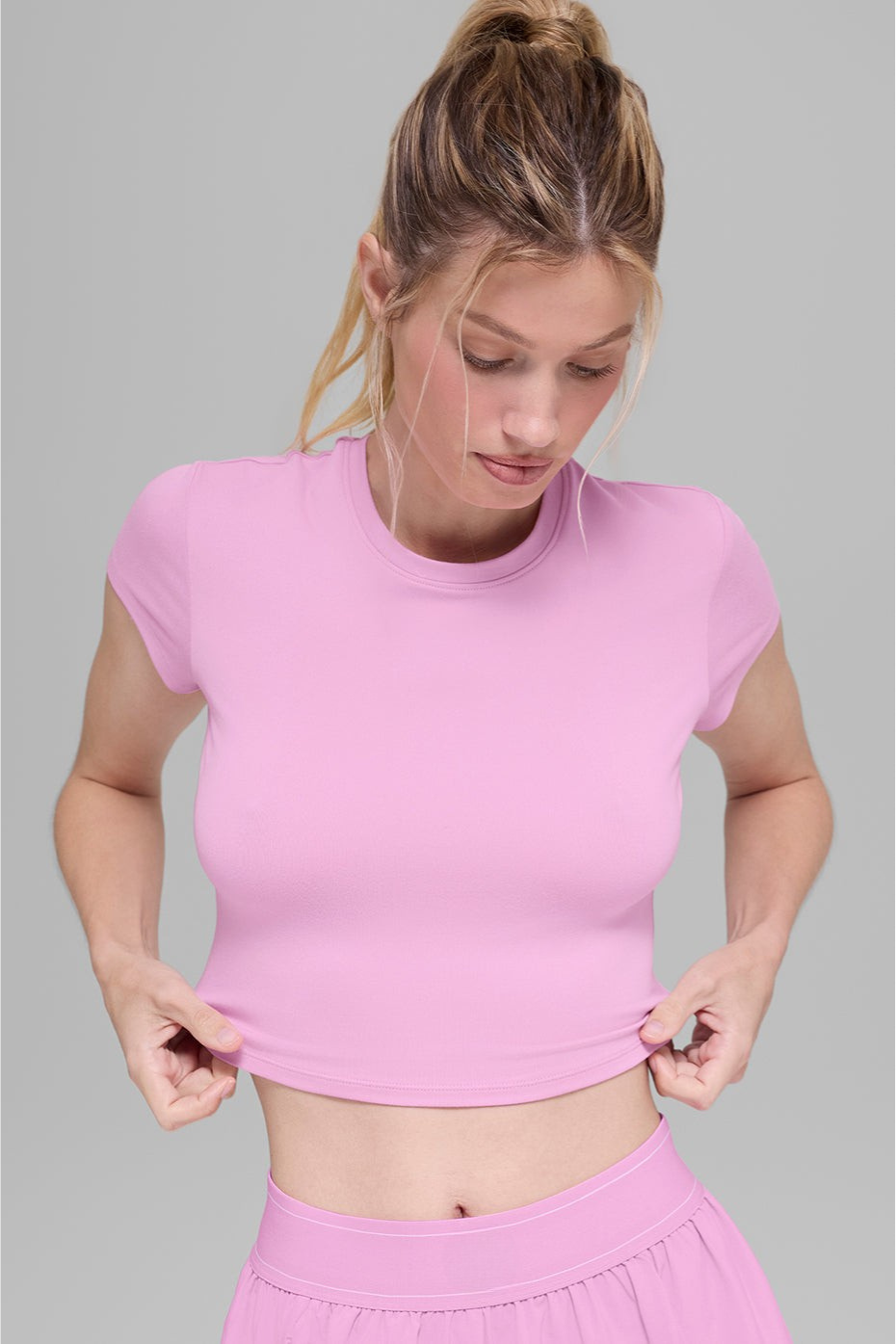 Megan Crop Short Sleeve - Candy Pink
