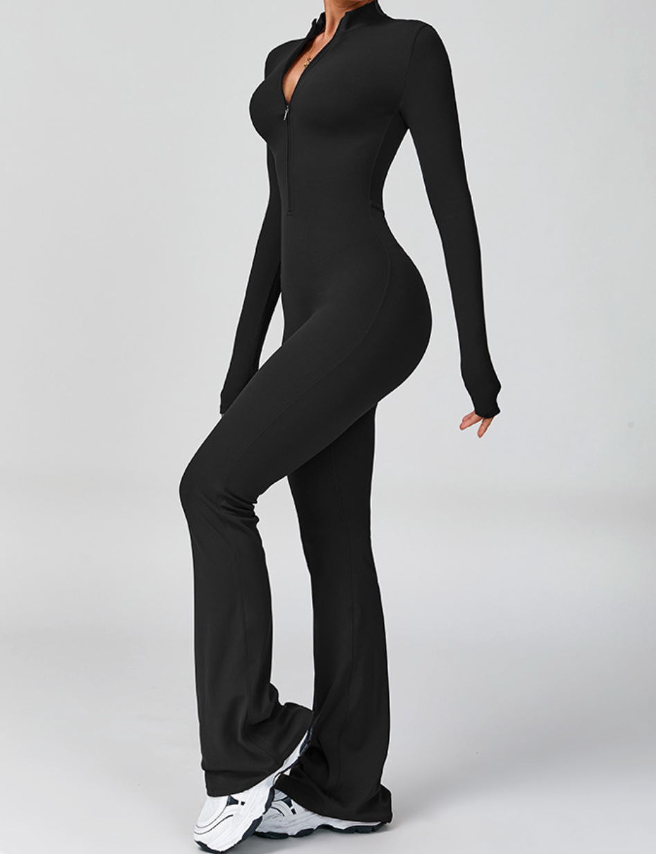 Long-Sleeve Active Jumpsuit