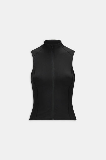 Sleeveless Zip Through Running Jacket - Black