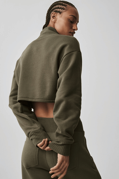 Cropped Coverup Sweater - Matcha Mood