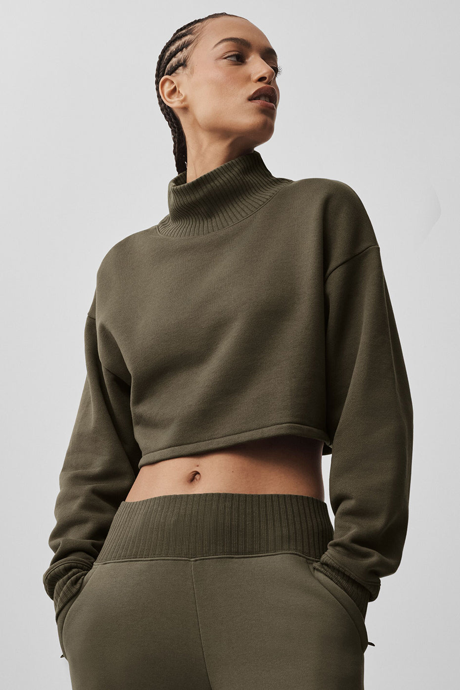 Cropped Coverup Sweater - Matcha Mood