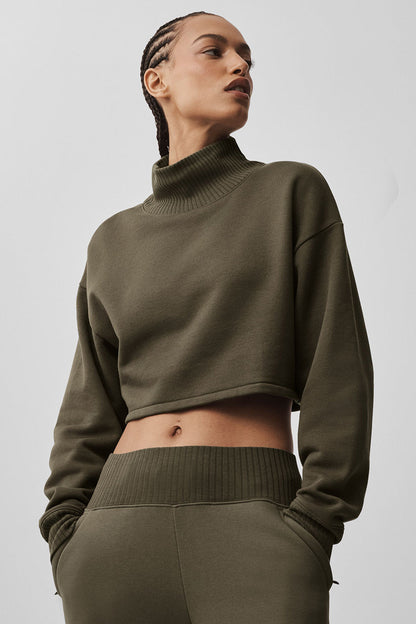 Cropped Coverup Sweater - Matcha Mood