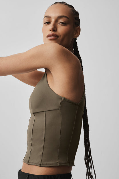 Airbrush Fly Corset Tank - Matcha Mood