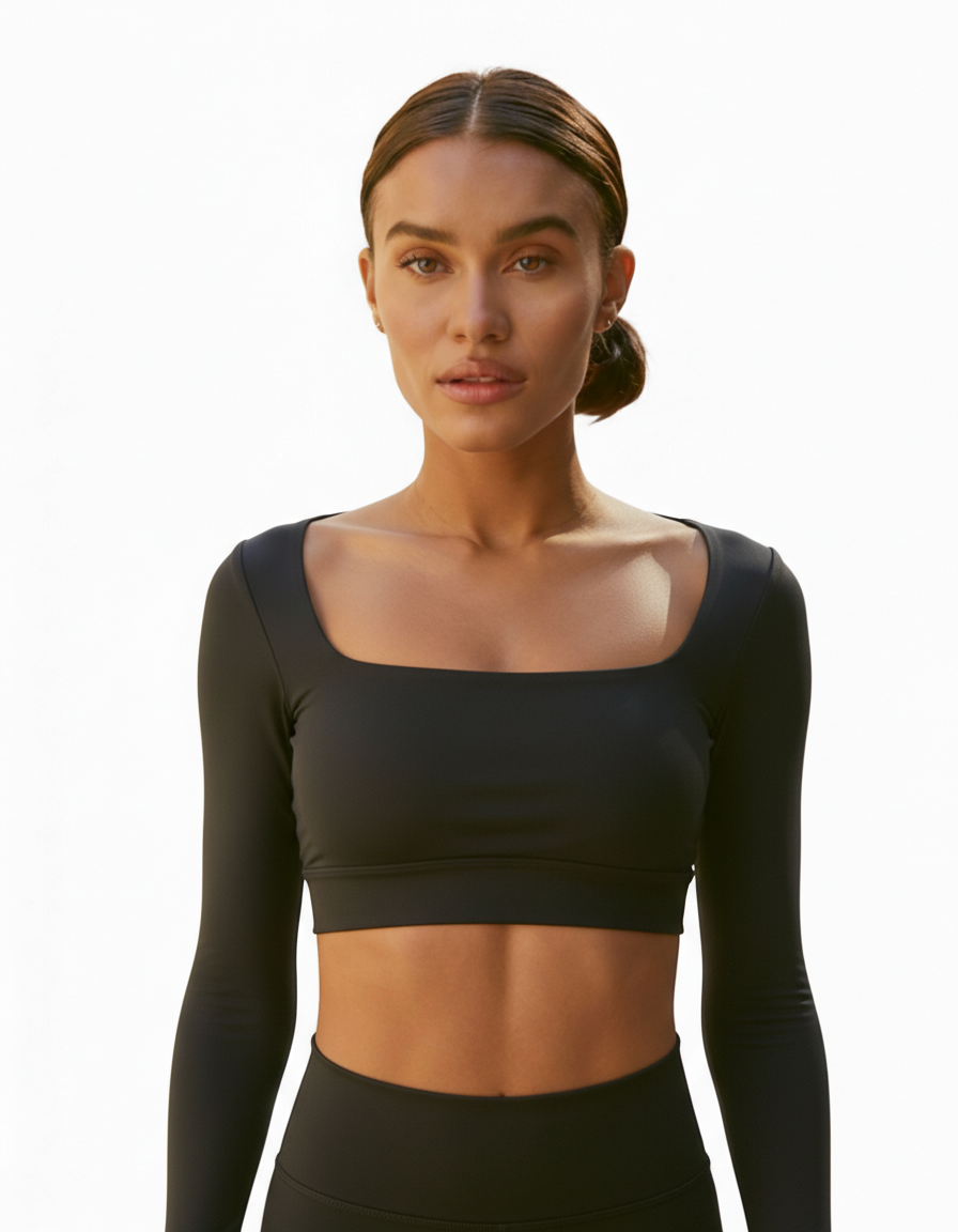 Long Sleeve Crop | Black