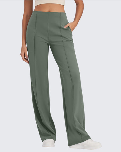 Business Front Pleats Wide Leg Pants