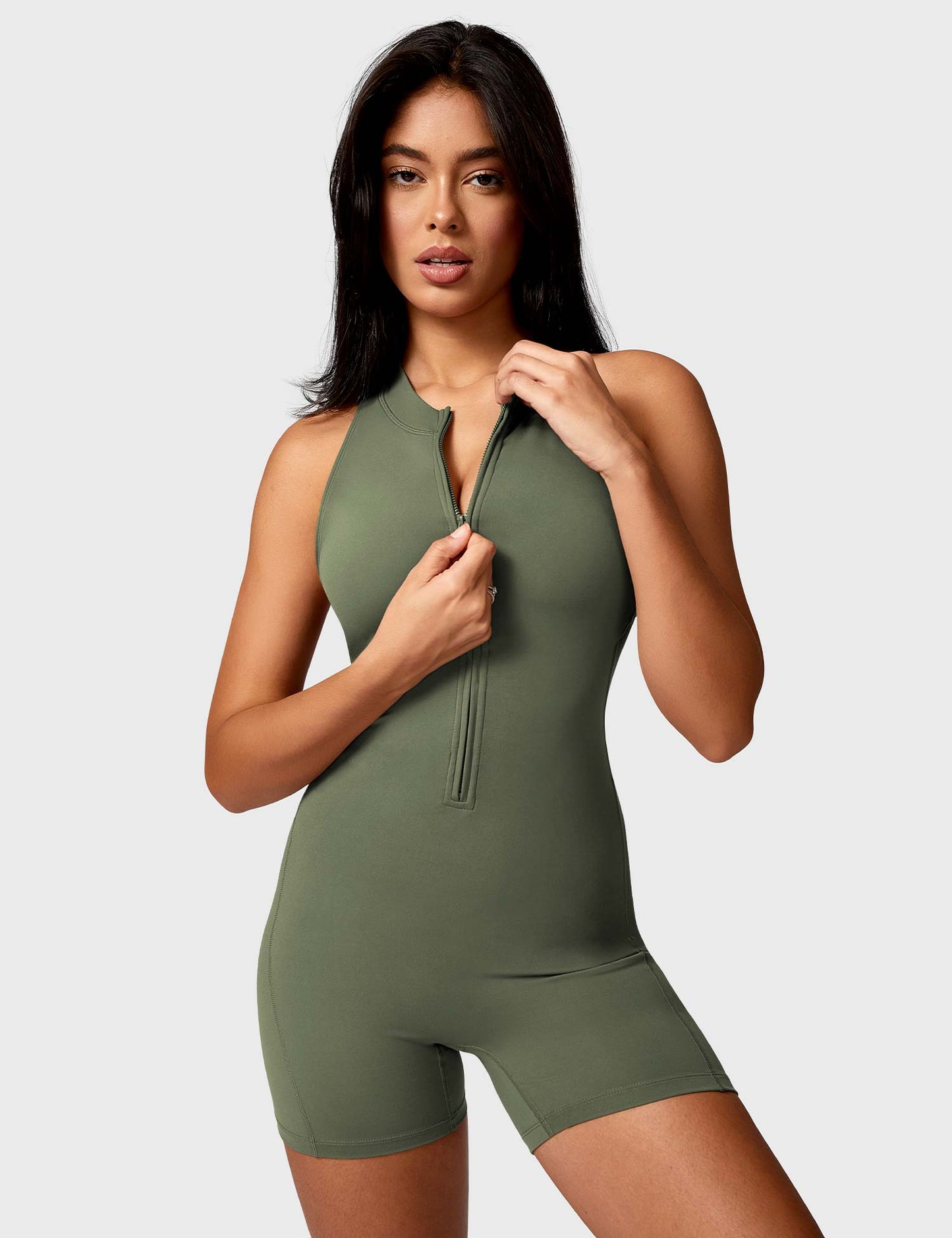 Elisa Backless Zipper Romper