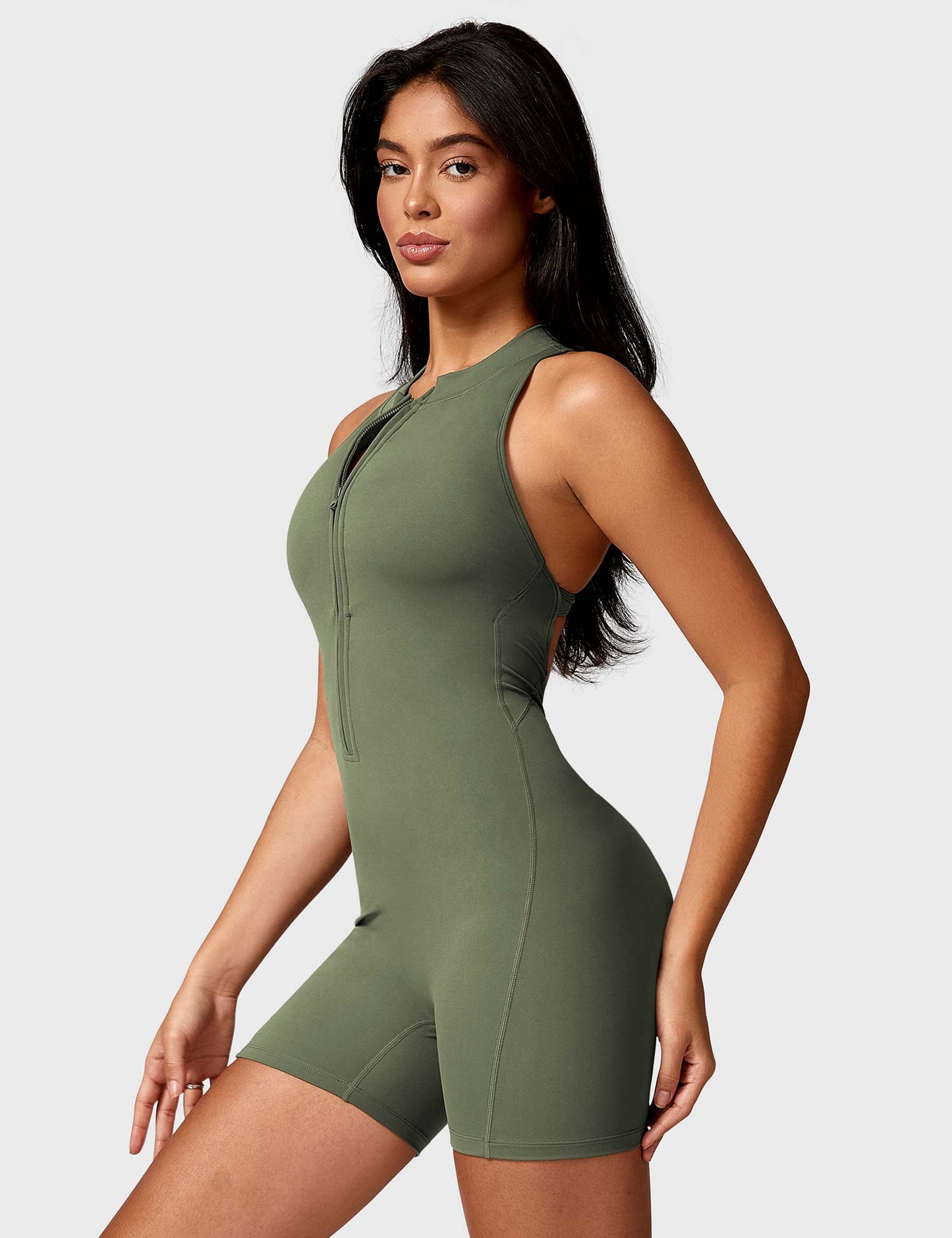 Elisa Backless Zipper Romper