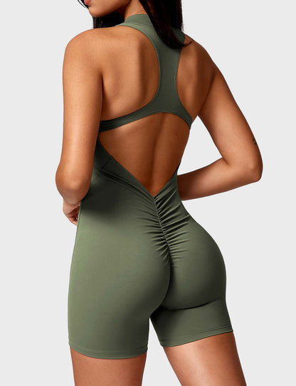 Elisa Backless Zipper Romper