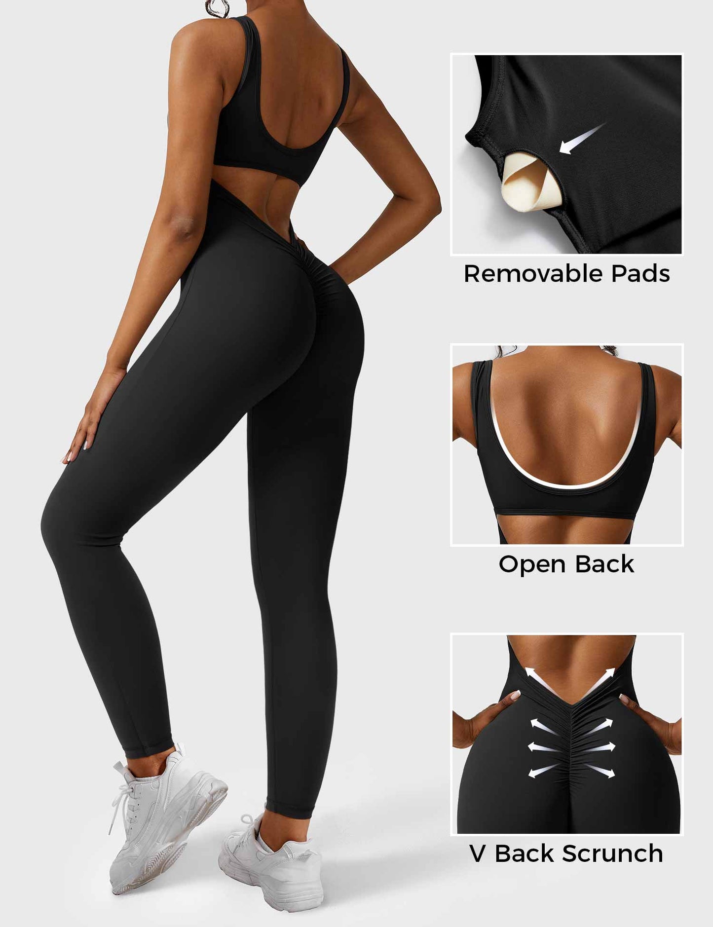 V-Back Jumpsuits Flared/Skinny