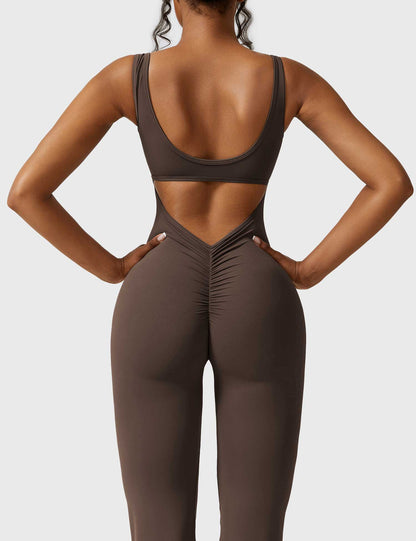 V-Back Jumpsuits Flared/Skinny