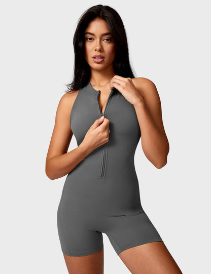 Elisa Backless Zipper Romper