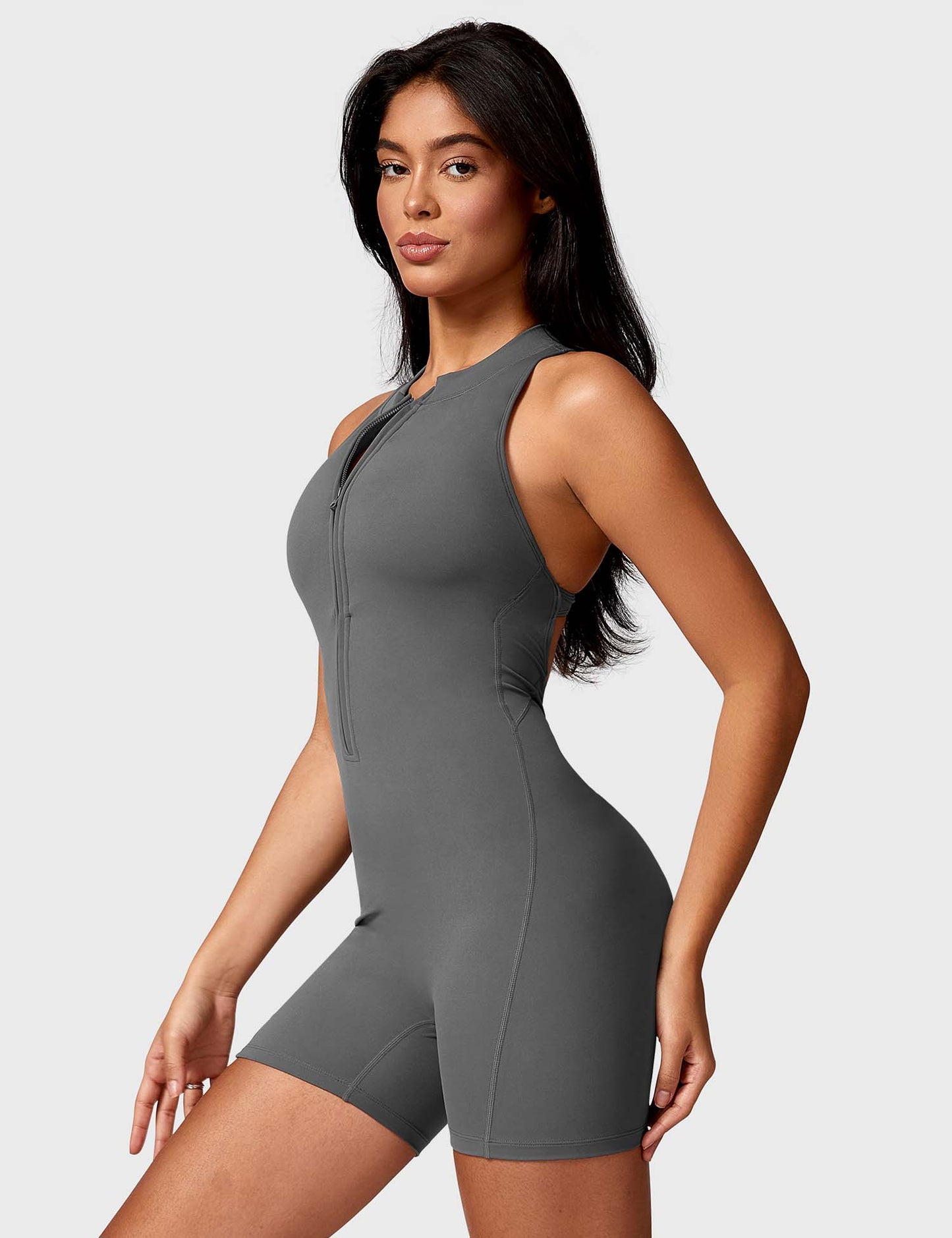 Elisa Backless Zipper Romper