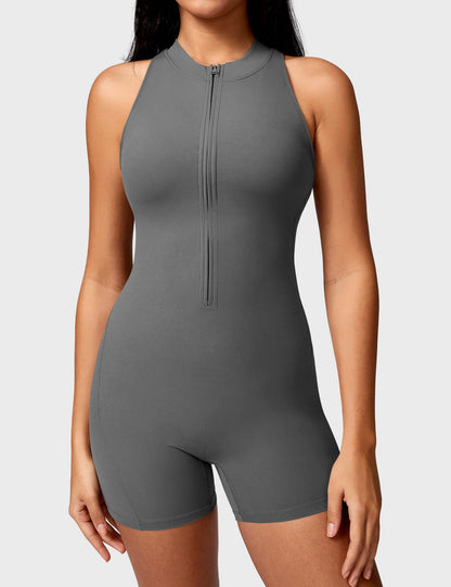 Elisa Backless Zipper Romper