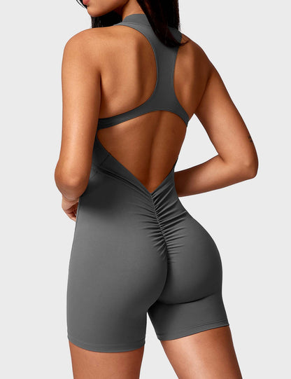 Elisa Backless Zipper Romper