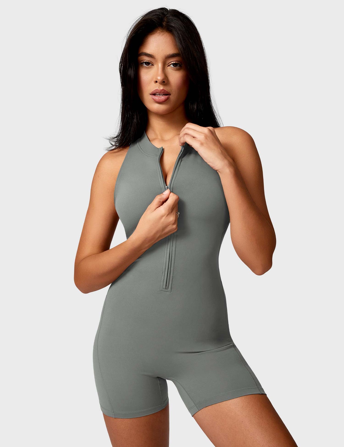 Elisa Backless Zipper Romper