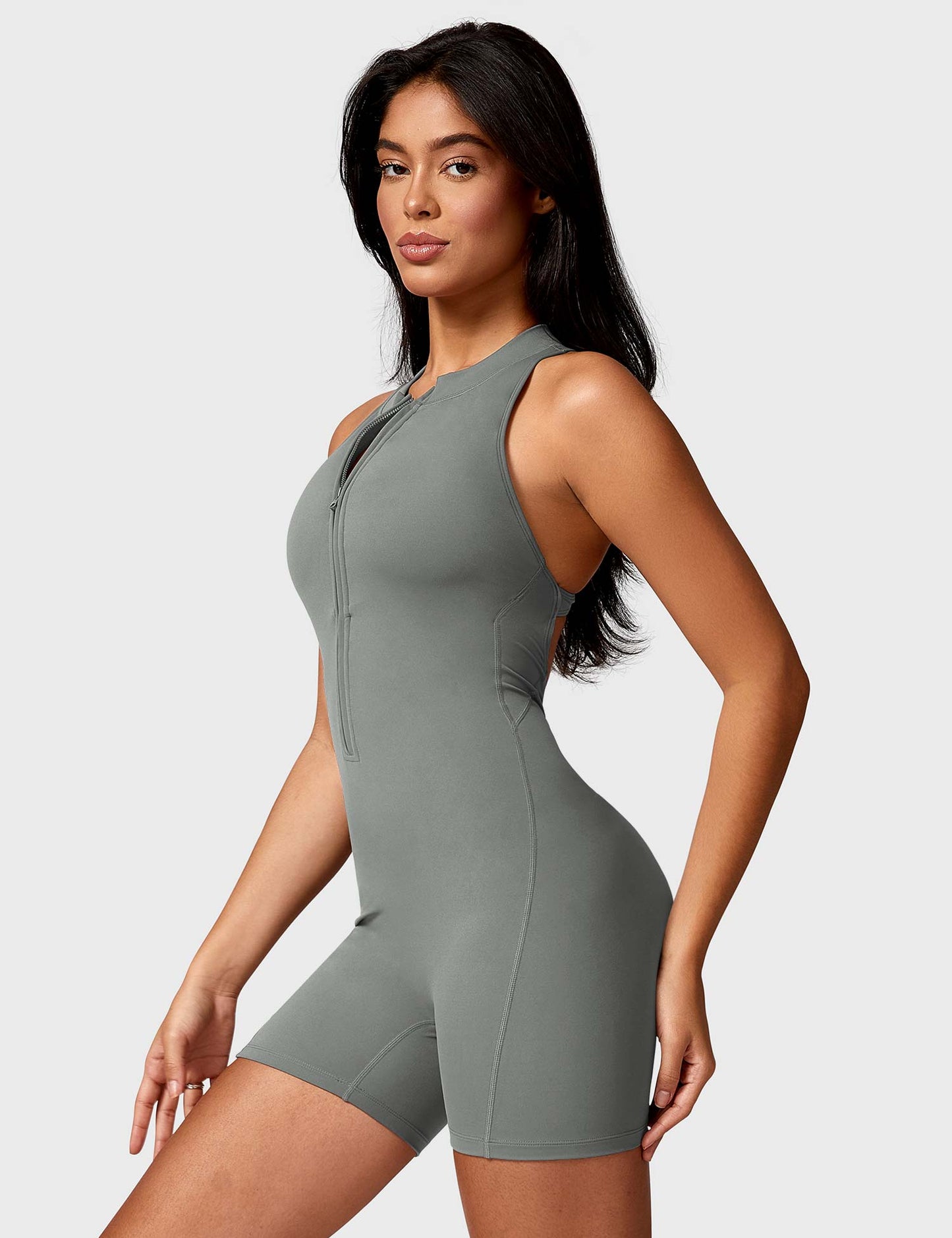 Elisa Backless Zipper Romper