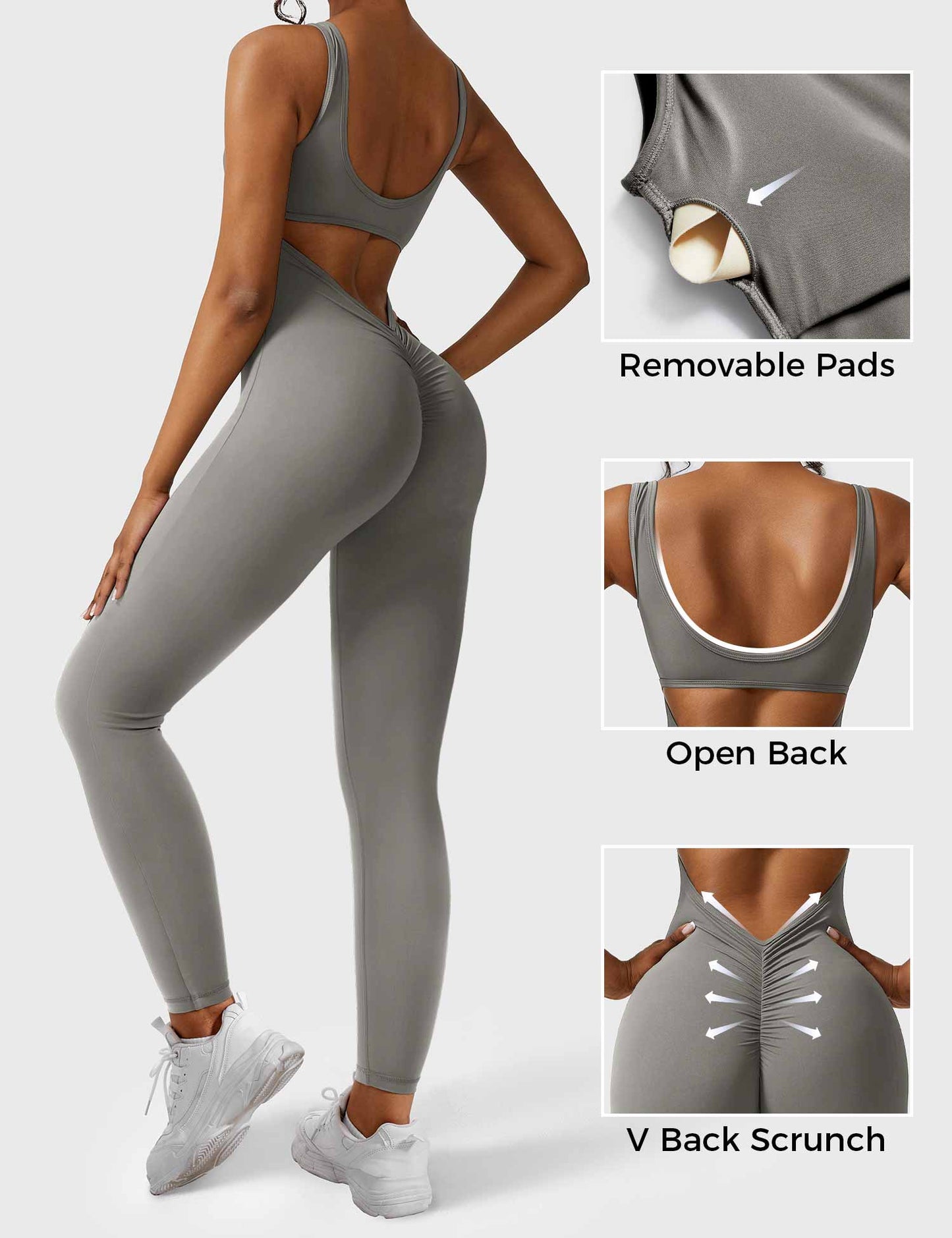 V-Back Jumpsuits Flared/Skinny