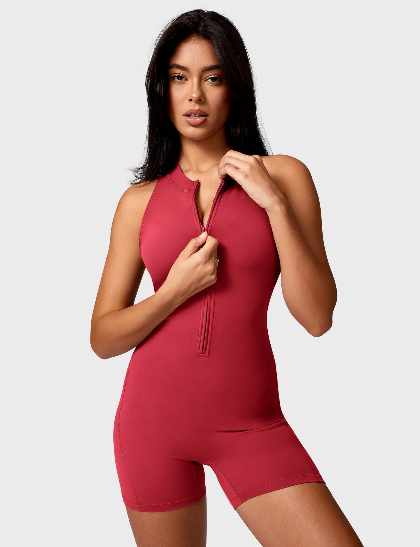 Elisa Backless Zipper Romper