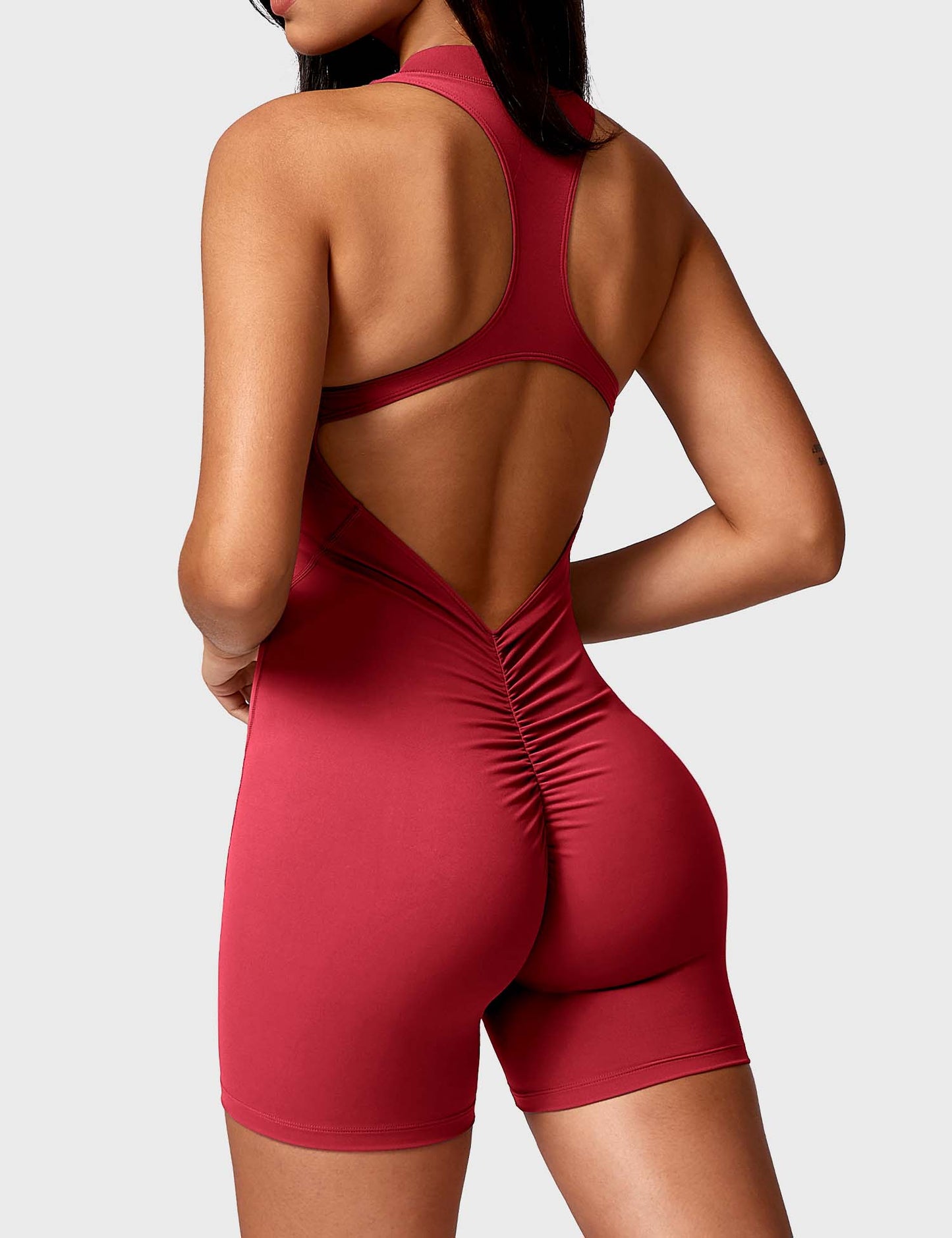 Elisa Backless Zipper Romper