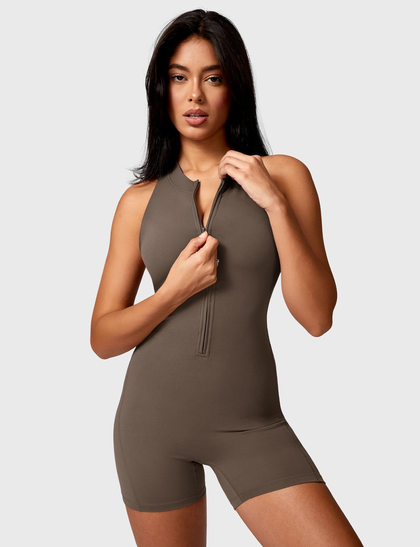 Elisa Backless Zipper Romper